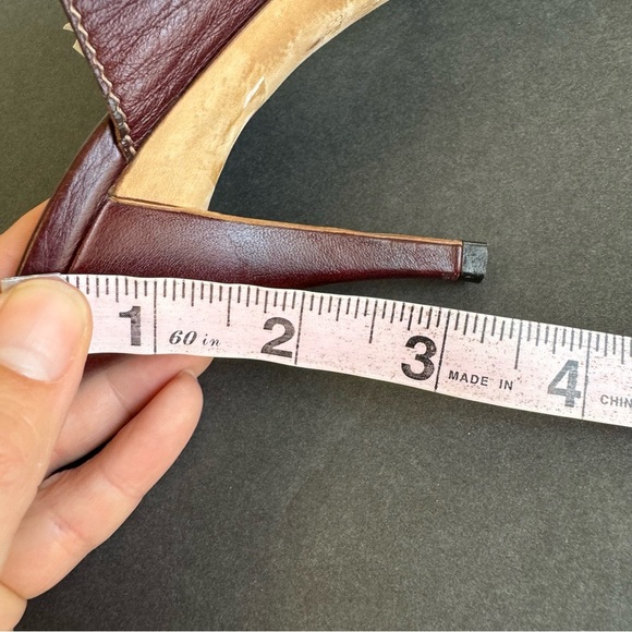 GUCCI High Heels Open Toe Sandals Shoes Maroon Merlot Leather Horsebit Buckle 8 - Picture 13 of 15